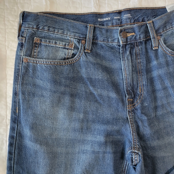 Old Navy Loose Fit Built-In Tough Denim Jeans 36x36 NWT Blue 100% Cotton - Picture 3 of 9